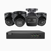 EL200 - 1080p 8 Kanal außen Kabelgebunden Überwachungskamera-Set mit 1 Bullet Kameras & 3 Turm Kameras, intelligenter DVR mit Erkennung von Menschen & Fahrzeugen, 20 Meter Infrarot-Nachtsicht, 4-in-1-Ausgangssignal, IP67
